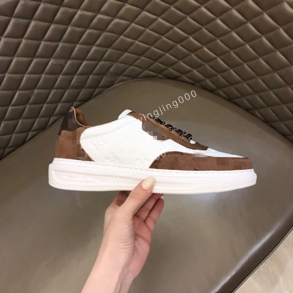 

2023 spring men shoes luxury designer sneaker matching white matte cowhide with the same color outsole size38-45, Black