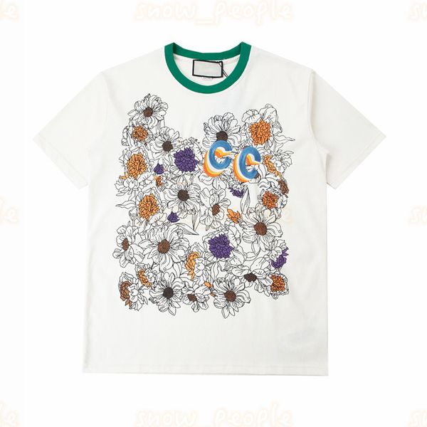 

high end men womens floral print t shirt designer mens short sleeve tees couples casual summer tees asian size s-xl, White;black