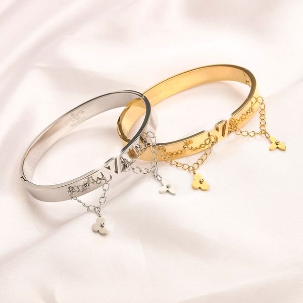 

designer bracelet bangle charm bracelet luxury bracelets women letter jewelry plated stainless steel 18k gold tassels wristband cuff fashion, Black