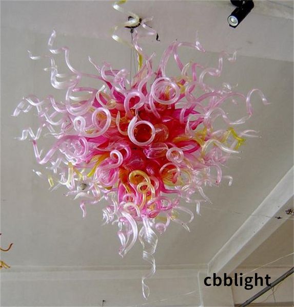 

western style suspension lamps pink color 28*32 inches hand blown glass chandelier led lighting indoor hanging fixture for coffee shop club