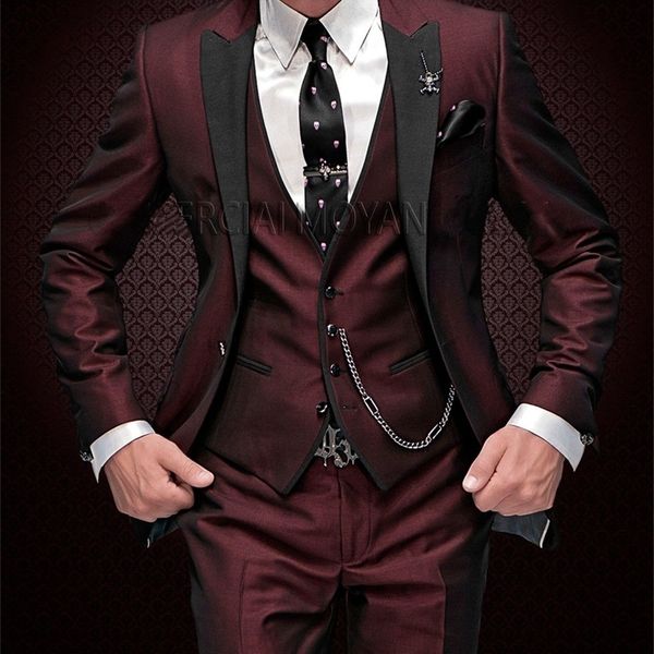 

mens suits blazers arrival black lapel groom tuxedos bury men wedding 3 piecesjacketpantvesttietraje de novio par 230209, White;black