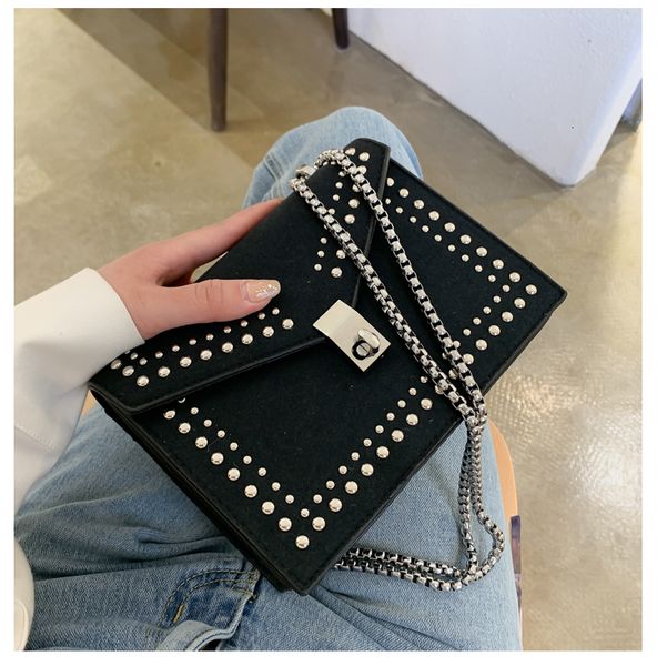 

evening bags scrub leather small shoulder messenger for women chain rivet lock crossbody bag female fashion handbags 230210