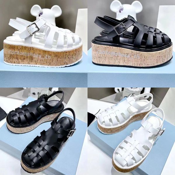 

2023 foam rubber sandals designer monolith shoes women wedge heel buckle platform sandal ladies casual heightening outdoor summer beach 35-4, Black