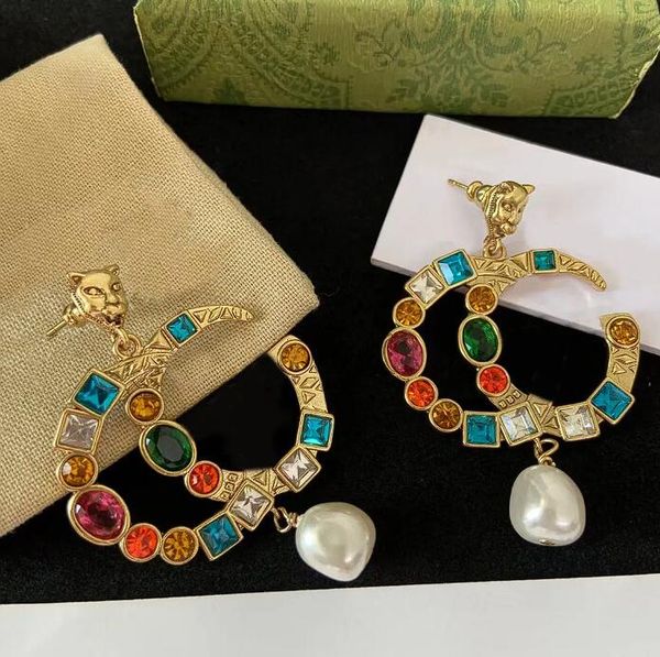 

2023 new style dangle earrings fashion luxury brand designer gemstones pearl letters wedding party valentines day christmas gift excellent j, Golden;silver