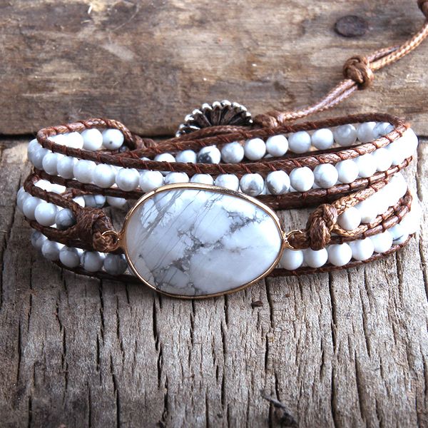 

charm bracelets md fashion beaded boho bracelet jewelry handmade natural stones charm 3 strands wrap bracelets drop 230209, Golden;silver