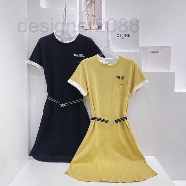 

casual dresses designer contrast fake two-piece waistband dress (with belt) collar cuff stitching thread aq3k, Black;gray