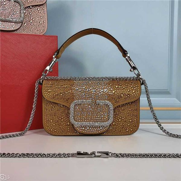 

new portable small square bag crystal letter decorative hand brass magnetic buckle light luxury single shoulder messenger bags