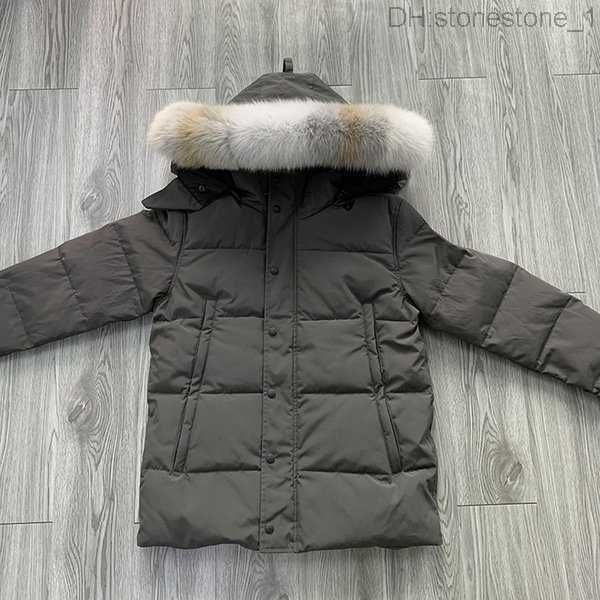 

men's winter down bomber jackets thick short white wolf fur fluffy detachable hat button coat male outdoor fashion classic warm windpro, Black