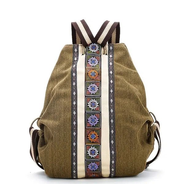 

school bags embroidered canvas backpack women's niche bucket bag travel 230210