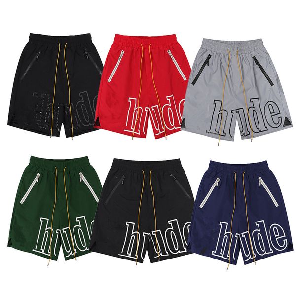 

rhude mens shorts 3m reflective printing summer high street alphabet print drawstring 3m reflective hip-hop casual pants beach five-point sh, White;black