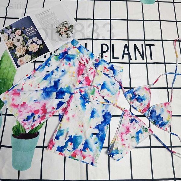 

women's swimwear designer fashion tie-dye print women bikinis set summer breathable men shorts holiday personality couple rjch, White;black