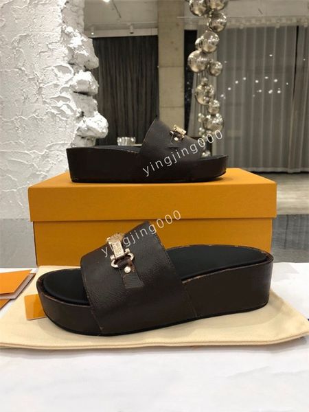

designer sandals women luxury slide flats thick bottom flip flops embroidered printed rubber leather slippers, Black