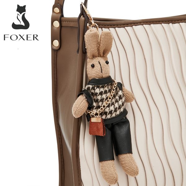 

bag parts accessories foxer fashion pendant keychain for shoulder cossbody bag metal pendant bag accessories cute rabbit key chain for girl, Black