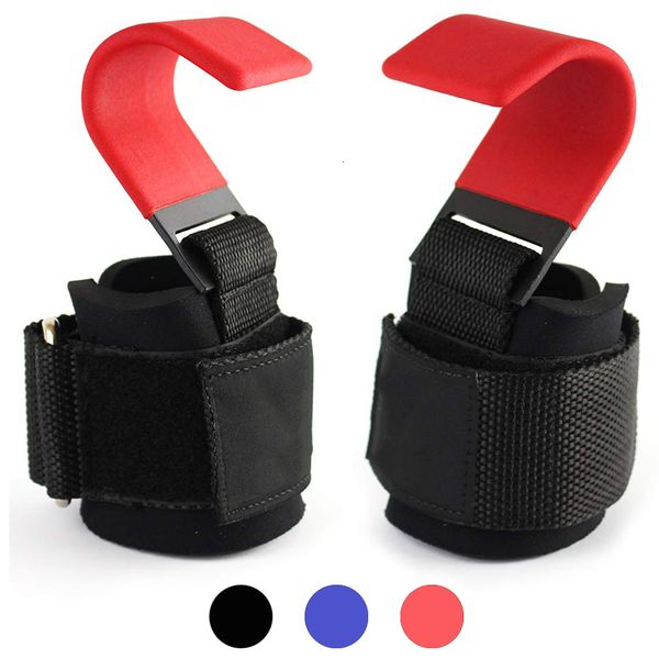 

sports gloves weight lifting hook grips with wrist wraps handbar wrist strap gym fitness hook weight strap pullups power lifting gloves 2302, Black