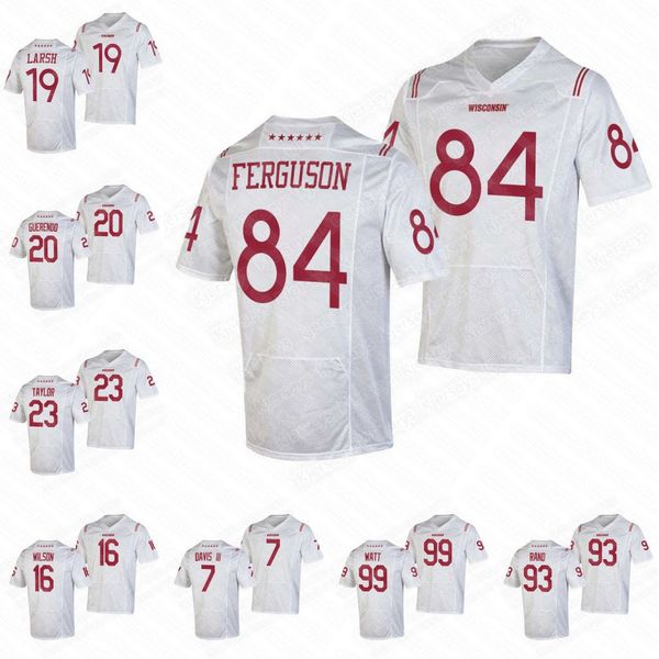 

5 graham mertz wisconsin badgers jersey jj watt danny davis iii jake ferguson collin larsh jack sanborn russell wilson donte burton isaac gu, Black;red