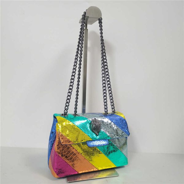 

new eagle head designer bag snakeskin pattern shoulder bags womens handbag color contrast tote bag splicing colorful bright leather messenge