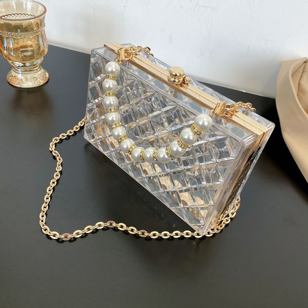 

evening bags colorful transparent pvc shoulder for woman luxury designer handbag and purse pearl crossbody summer ladies box 230210