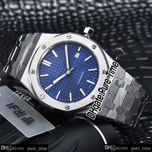 

41mm blue texture dial 15400 automatic mens watch 15400st.oo.1220st.03 stainless steel bracelet gents new watches wristwatches puretime b01c, Slivery;brown