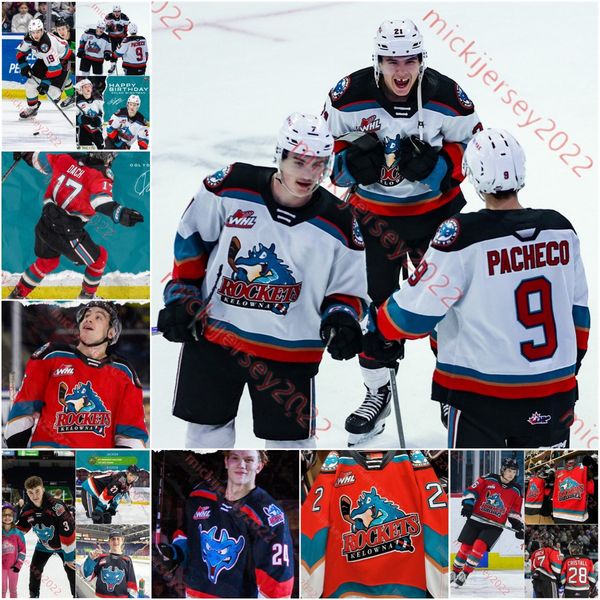 

custom stitched kelowna rockets jersey turner mcmillen ethan mittelsteadt will munro ethan neutens marcus pacheco mens youth kelowna hockey, Black