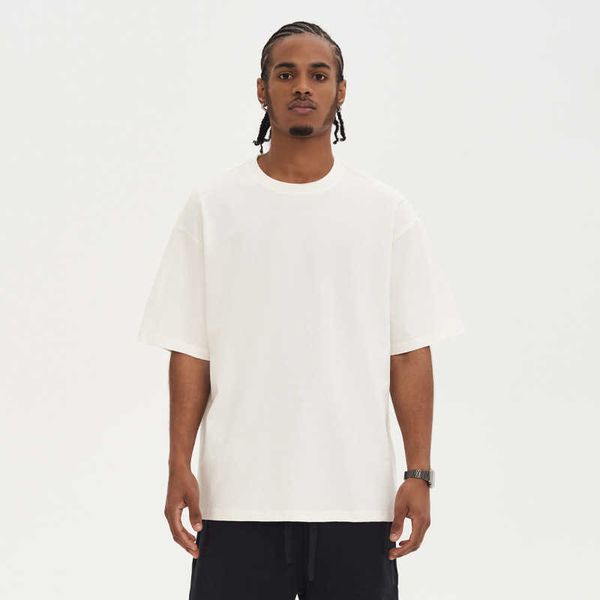 

2023 summer new combed cotton color matching men's short sleeve men's t-shirt solid loose fashion top, White;black