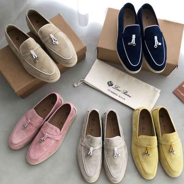 

designers men womens dress shoes deerskin womens loafers classic metal buttons round fashion flat heel sneaker leisure walk shopping lady sh, Black
