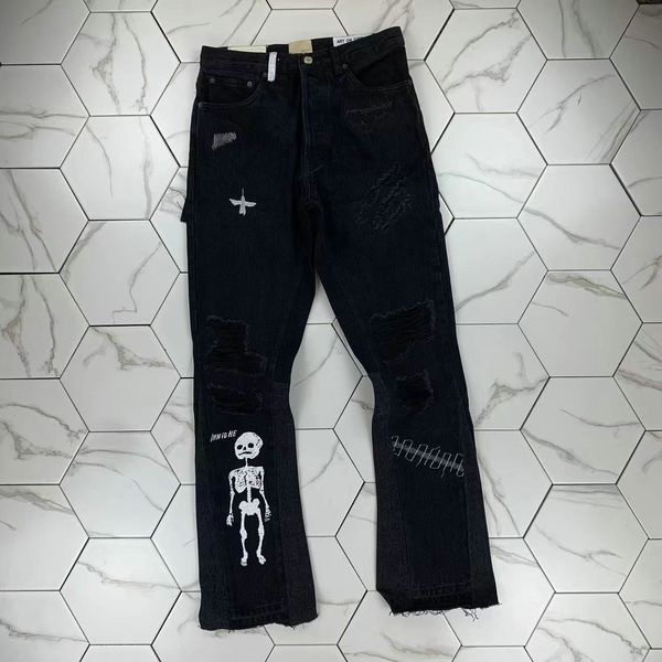 

hm889 mens jeans black cargo pants designer jeans skinny stickers light wash ripped motorcycle rock revival joggers true religions casual el, Blue