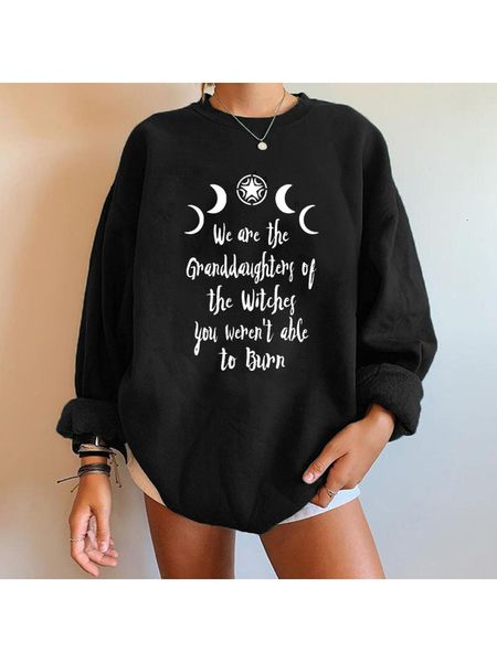 

womens hoodies sweatshirts harajuku pullovers streetwear we are the granddaughters of the witches they could not burn print vintage women sw, Black