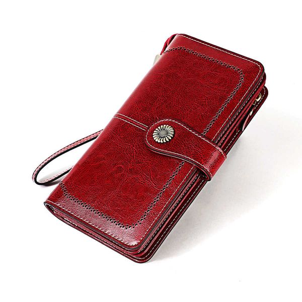 

wallets new rfid genuine leather women wallets luxury womens leather wallet hasp female wallet long coin pocket walet phone card holder g230, Red;black