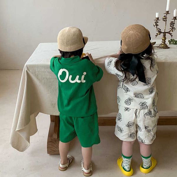 

clothing sets 2022 children clothes sets boys shirt shorts clothing two piece set girls and bottom outfits korean fashion kids summer suit w, White