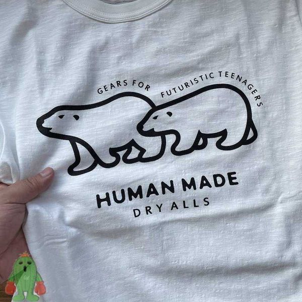 

men's t-shirts polar bear cartoon print human made tshirts men women casual loose short sleeve tee j230210, White;black