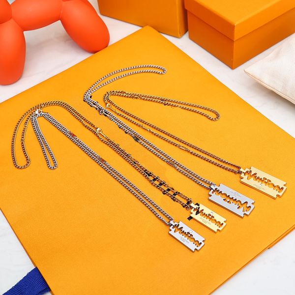 

llvv french brand blade necklace for mens designer jewelry for woman t0p quality lovers necklace classic style diamond premium gifts with bo, Silver