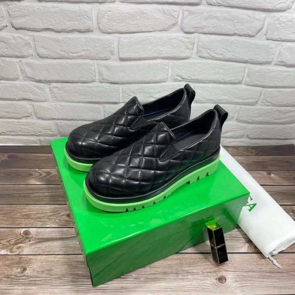 

boots plaid pineapple bread shoes thick soled lovers' msyyp loafers for men and women, Black