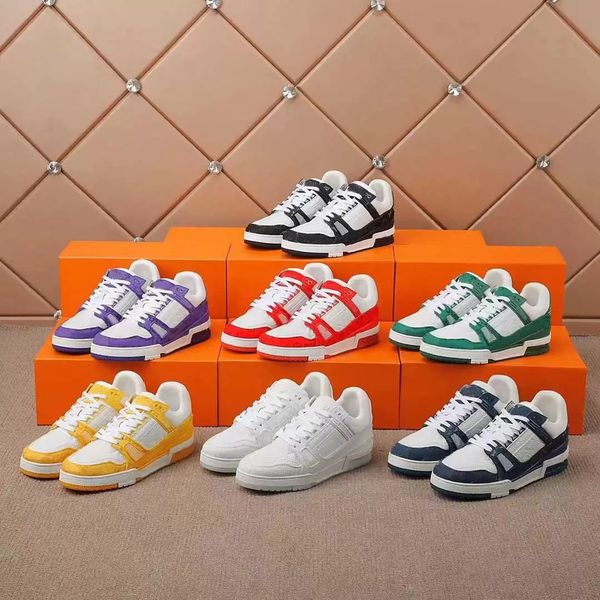 

designer mens trainers vintage casual shoes leather sneakers mesh classic shoe lace-up p combination sole printing designers sneakers with b, Black