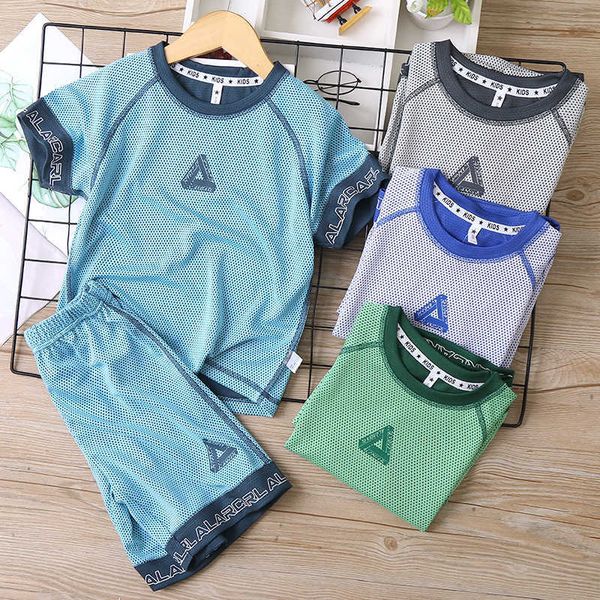 

clothing sets child boy summer t shirt shorts 2pcs sports football basketball suit kids baby boy summer clothing w230210, White
