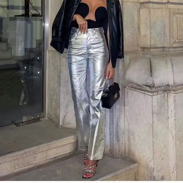 

women's pants capris high waist trousers solid wide elegant fashion with pocket za traf casual loose ladies ins woman 230210, Black;white