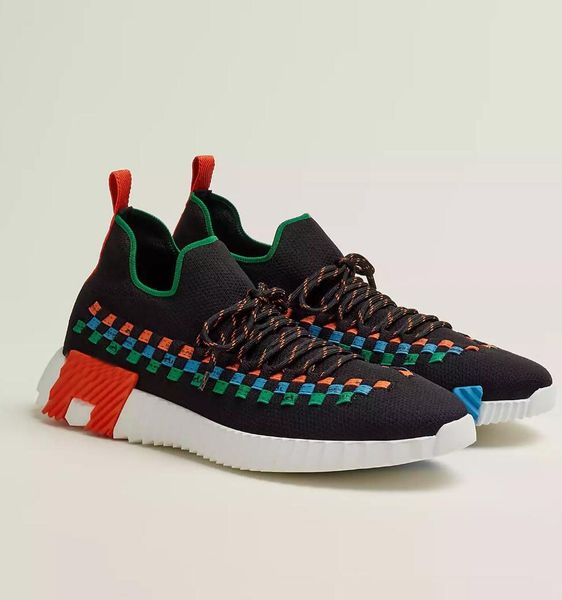 

famous 23ss flex men's shoe knitted leather knitted technology canvas running shoe