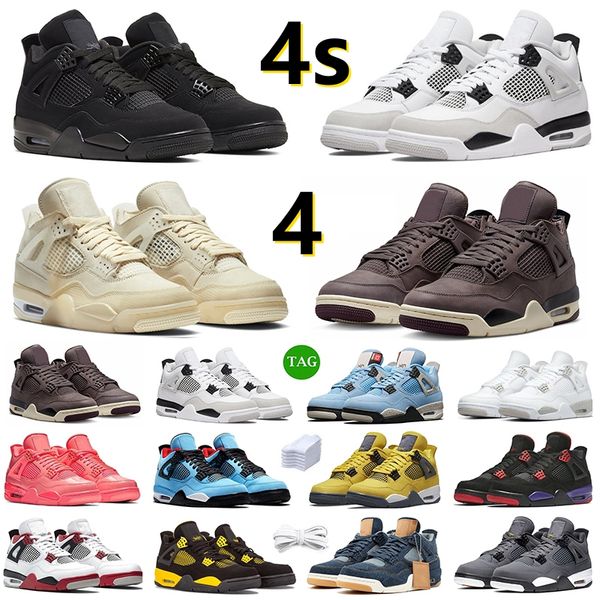 

jumpman 4 4s men women basketball shoes black cat military black red thunder sail university blue violet pure money white oreo mens trainers