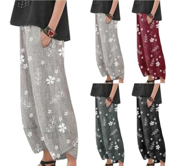 

women's pants capris fall 2020 new fashion print loose casual pants t230210, Black;white