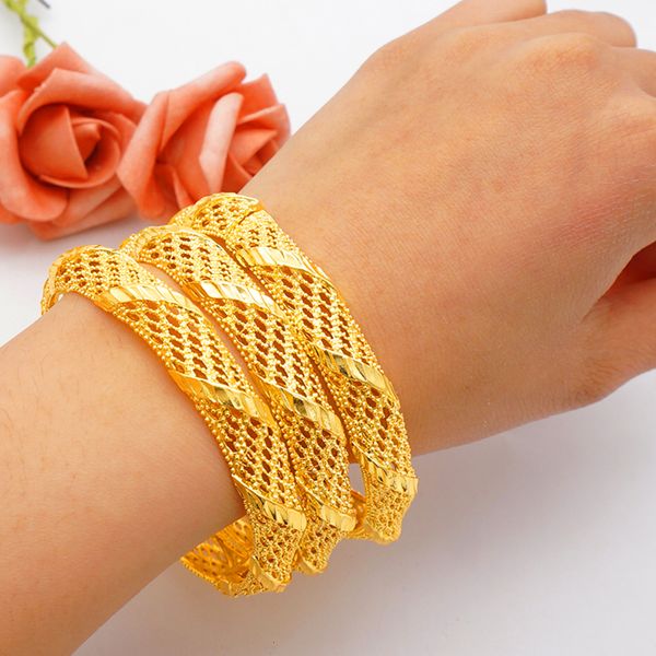 

bangle bangls 3pcs/lot ethiopian africa gold color bangles for women hollow out bride bracelet african middle east wedding jewelry 230209, Black