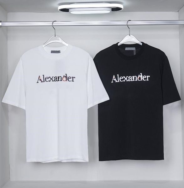 

2023 summer men's short-sleeved t-shirt new graffiti t-shirt color graffiti brand text printing half-sleeve fashion top, White;black