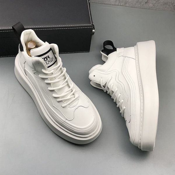 

luxury designers wedding party dress shoes spring autumn white breathable casual sneakers round toe thick bottom business leisure walking lo, Black