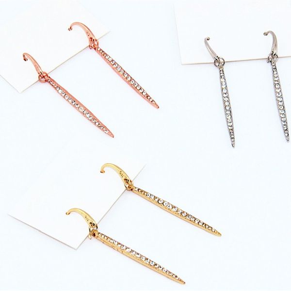 

crystal bar charm earrings diamond hook earring with cards, Golden