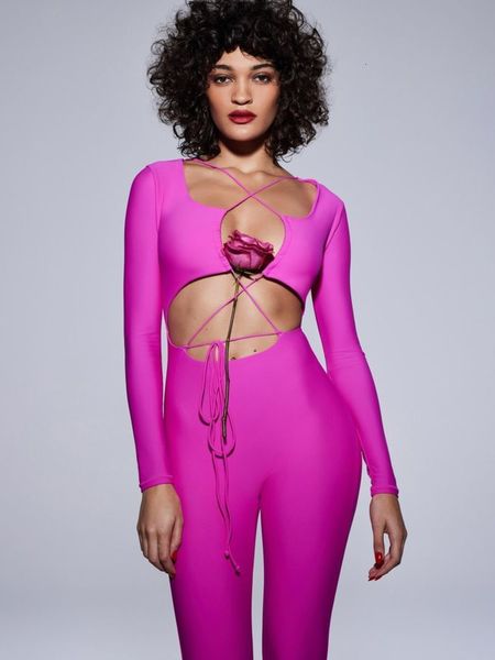 

womens jumpsuits rompers mozision elegant hollow out backless jumpsuit women playsuit strapless full sleeve bodycon laceup club party jumpsu, Black;white