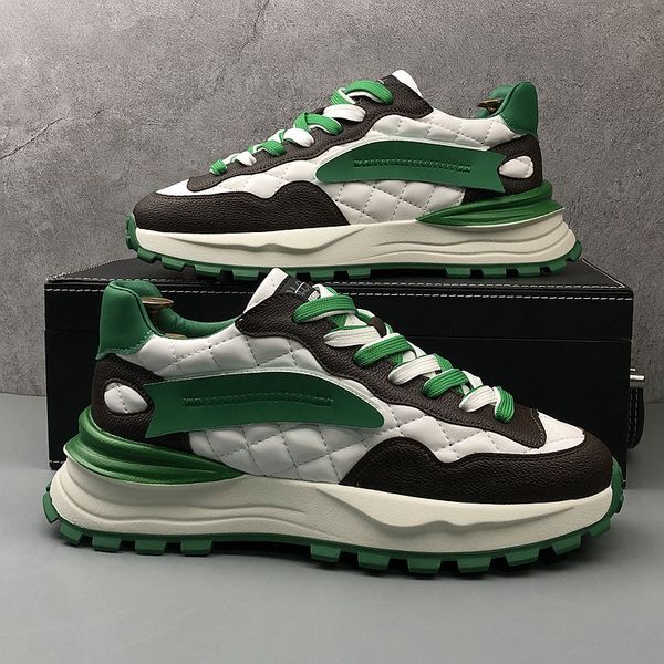 

luxury designers wedding party dress shoes spring autumn light outdoor casual sneakers round toe thick bottom business leisure walking loafe, Black