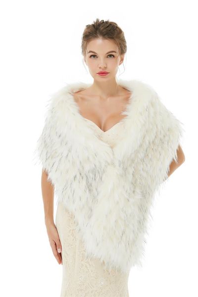 

wraps new bridal wedding wool shawl faux fur wedding dress shawl autumn pj07, White