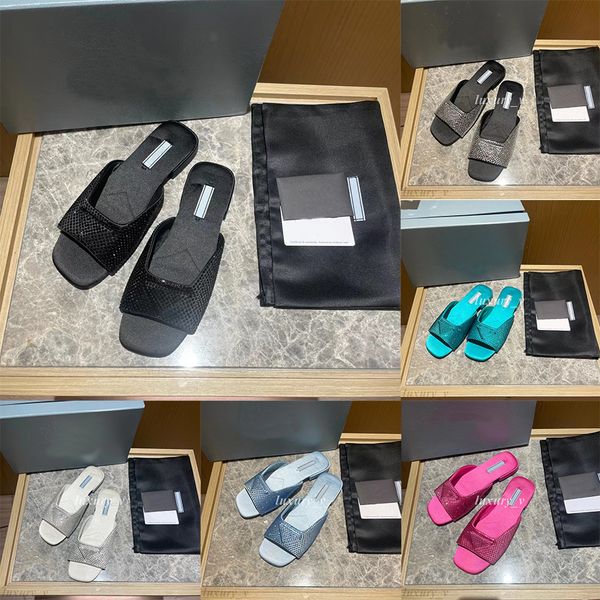 

designer slippers black crystal satin slides crystals woman mules crystals sandals flat rubber sole slide fashion party lady slippers