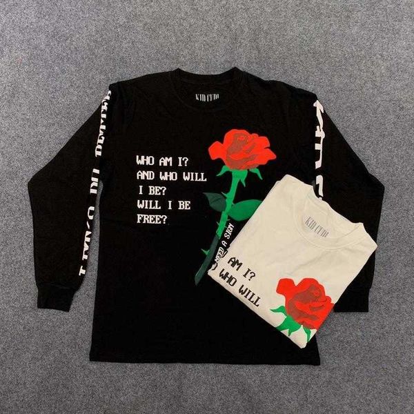 

men's t-shirts 22ss rose flower printing cpfmxyz t shirt long sleeves men women eu size 100 cotton cpfm tees casual spirng autumn henta, White;black