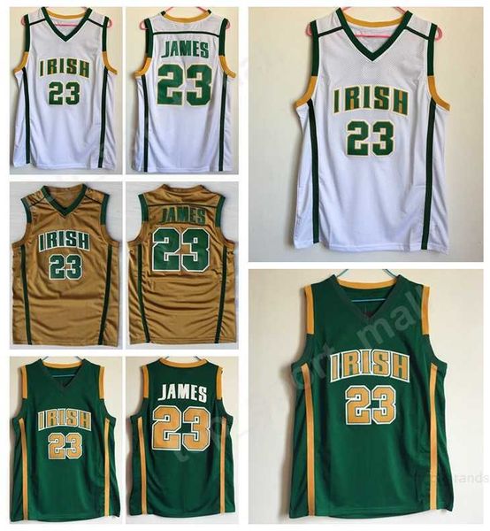 

irish st. vincent mary jerseys men basketball high school lebron james jersey 23 men green white away team sport breathable high quality, Black