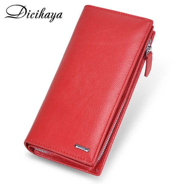 

wallets dicihaya brand genuine leather long women wallet alligatos zipper pocket purse clutch money phone bag card holder female wallets g23, Red;black