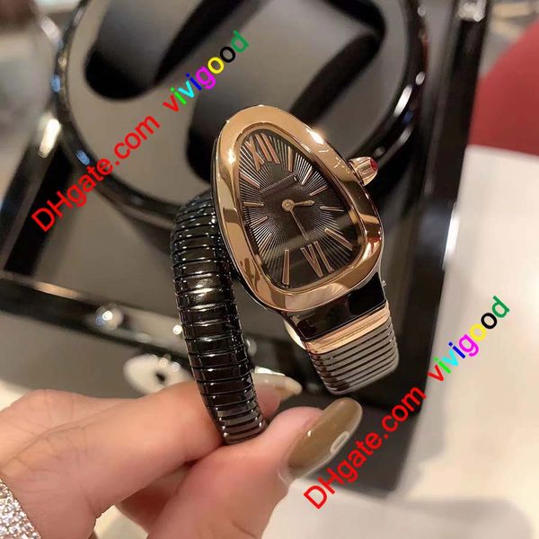 

luxury lady bracelet women watch gold snake wristwatches brand diamond stainless steel band womens watches for ladies christmas valentine&#0, Slivery;golden